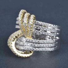 Load image into Gallery viewer, Fashion Bright Zirconia Finger Ring Women Two-tone Party Jewelry hr41 - www.eufashionbags.com