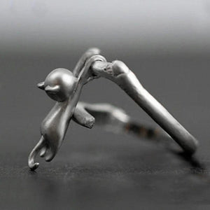 Fashion Cat Design Finger Ring Daily Women Silver Color Jewelry hr03 - www.eufashionbags.com