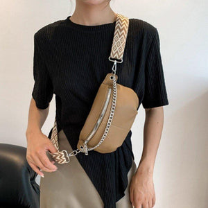 Fashion Chain women Waist bag PU leather Wide strap crossbody bags n20 - www.eufashionbags.com