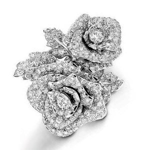 Fashion Chic Rose flower Zirconia Ring Women Jewelry Accessories Gift he17 - www.eufashionbags.com