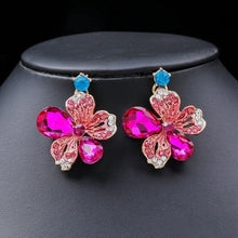 Charger l&#39;image dans la galerie, Fashion Colorful Crystal Leaf Bridal Jewelry Sets Rhinestone Choker Necklace Earrings set bj62 - www.eufashionbags.com