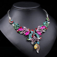 Load image into Gallery viewer, Fashion Colorful Rhinestone Bridal Jewelry Sets Women Luxury Flower Choker Necklace Earrings bj103 - www.eufashionbags.com
