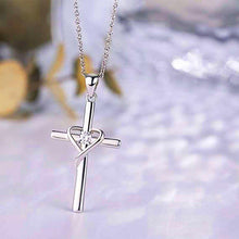 画像をギャラリービューアに読み込む, Fashion Cross Heart Pendant Necklace Women Bright Zirconia Jewelry hn09 - www.eufashionbags.com