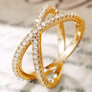 Fashion Cross Shape Cubic Zirconia Rings for Women Wedding Band Jewelry hr68 - www.eufashionbags.com
