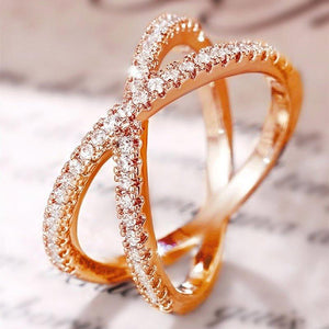Fashion Cross Shape Cubic Zirconia Rings for Women Wedding Band Jewelry hr68 - www.eufashionbags.com