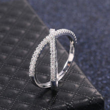 Load image into Gallery viewer, Fashion Cross X Shape Ring Women Full Paved Zircon Jewelry hr106 - www.eufashionbags.com