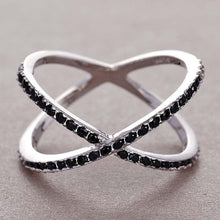 Charger l&#39;image dans la galerie, Fashion Cross X Shape Ring Women Full Paved Zircon Jewelry hr106 - www.eufashionbags.com