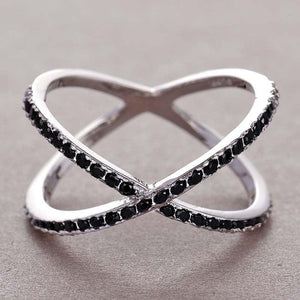 Fashion Cross X Shape Ring Women Full Paved Zircon Jewelry hr106 - www.eufashionbags.com