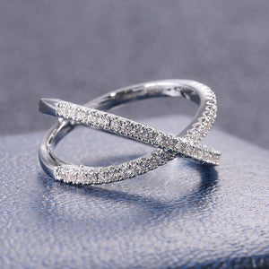 Fashion Cross X Shape Ring Women Full Paved Zircon Jewelry hr106 - www.eufashionbags.com