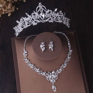 Fashion Crystal Bridal Jewelry Sets Women Tiaras Earrings Necklaces Set bj01 - www.eufashionbags.com