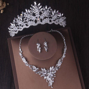 Fashion Crystal Bridal Jewelry Sets Women Tiaras Earrings Necklaces Set bj01 - www.eufashionbags.com