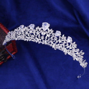 Fashion Crystal Leaf Bridal Jewelry Set Rhinestone Crown Tiaras Necklace Earrings Sets bj17 - www.eufashionbags.com
